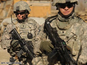 U.S. soldiers patrol near Bagram Air Base in Afghanistan on Wednesday.