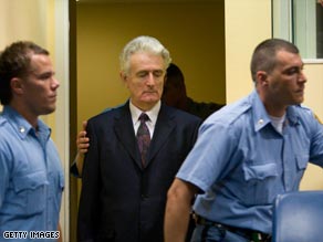 Radovan Karadzic makes an initial appearance at the International Criminal Tribunal for the former Yugoslavia.