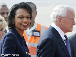 U.S. Secretary of State Condoleezza Rice arrives at New Delhi's Air Force station on Wednesday.