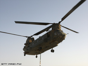 A U.S. Chinook helicopter, similar to this British Chinook, crashed in Iraq, the U.S. military said.