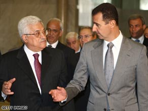 Syrian President Bashar al-Assad, right, during a recent meeting with Palestinian President Mahmoud Abbas.
