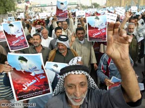 Protesters demonstrate Friday in downtown Baghdad against a deal to keep U.S. forces in Iraq.