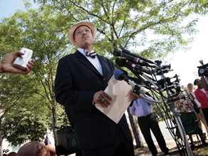 Bobby G. Henry Jr., attorney for the family of inmate Ronnie L. White speaks to reporters outside the Prince George County Courthouse, Tuesday.