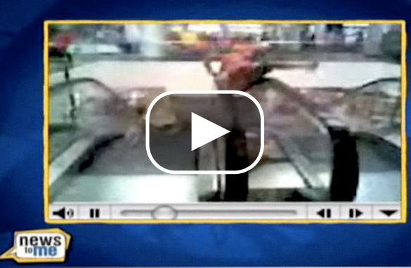 Escalator Girl Rebekah Schecter recreates her stunt and falls