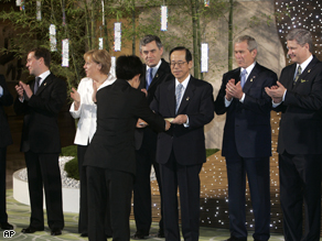 G8 leaders in Toyako, Japan, Monday.
