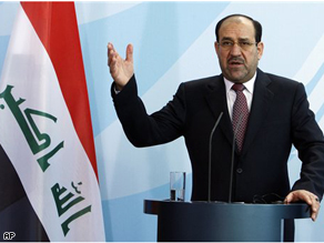 Iraq's Prime Minister Nouri al-Maliki during a joint news conference in Berlin, Tuesday.