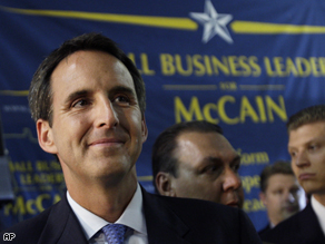 Minnesota Gov. Tim Pawlenty visits the Minnesota campaign headquarters of Republican presidential candidate Sen. John McCain in St. Paul, Minn., July 10.