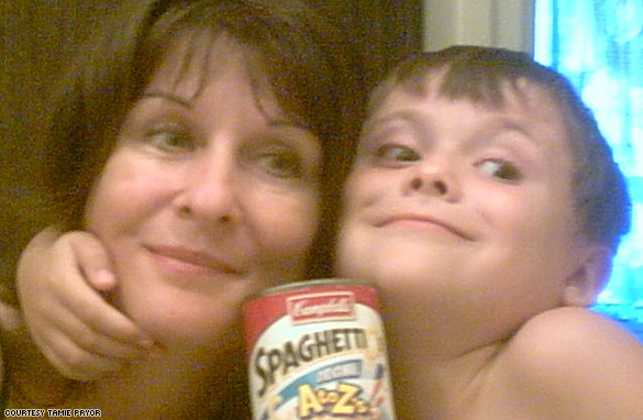 Tamie and her son William with the can