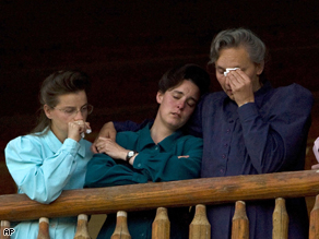 FLDS women at the Yearning for Zion Ranch in Eldorado, Texas, reacting to the removal of more than 400 children in April.