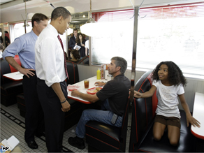 Obama at Schoop's diner in Portage, Ind., Wednesday.