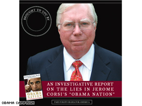 Jerome Corsi’s picture graces the cover of the Obama campaign memo trashing his new book.