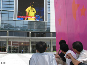 The group watches the Olympic events from the Jumbtron within 15 minutes from the Bird's Nest.
