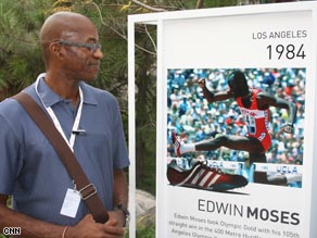 Edwin Moses: The 400-meter legend traveled to Beijing with his son.