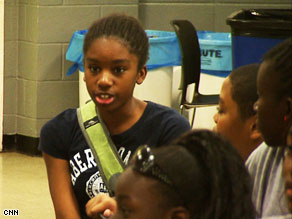 Sydney Smart, 12, addresses her Journey for Change friends at a meeting in Brooklyn on August 14.
