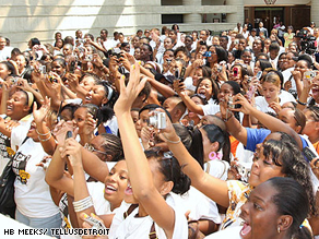 Young Usher fans came out for the kick off of the 'I Can't But You Can' campaign.