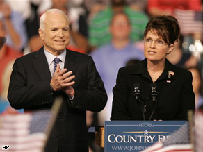 Republican Alaska Gov. Sarah Palin delivers her speech after Sen. John McCain, introduced her as his Vice Presidential running mate, Friday.