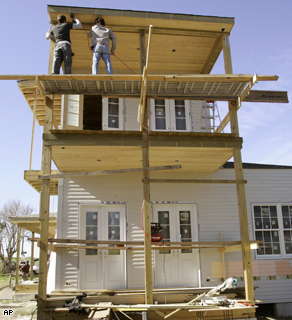 Rebuilding continues in the Lower Ninth Ward of New Orleans, last year.