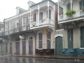 Bourbon Street in the French Quarter of New Orleans was empty, Monday.