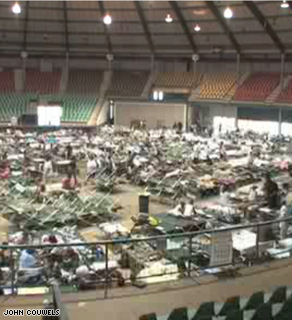 The View from inside the Coliseum shelter in Alexandira, Louisiana.