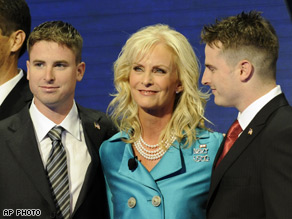 Cindy McCain's sons joined her on stage Thursday night.