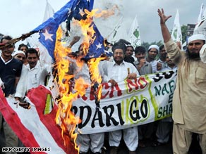  A U.S. raid against militants in Pakistan has drawn a strong response, as seen by this protest in Lahore Friday.