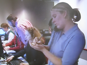 Kay Jones booking guests in CNN's Atlanta control room on September 11, 2001.