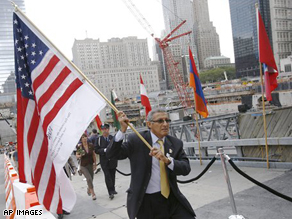 Memorial today at the World Trade Center towers site.