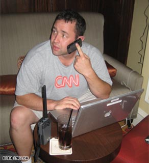 CNN cameraman Rod Griola in Houston, Texas, waits for Ike to make landfall.
