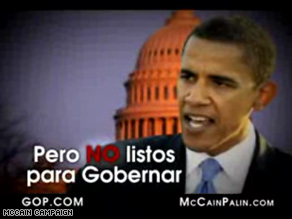 New McCain ad blames Obama and Democrats for death of immigration overhaul effort.