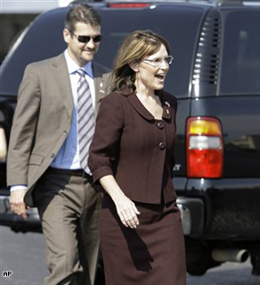 Republican vice presidential candidate Sarah Palin before boarding her campaign plane in Dallas. 