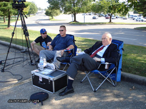 Chris Nowak, Jordan Place, and Bill Schneider enjoy the shade in Cape Girardeau, MO‎