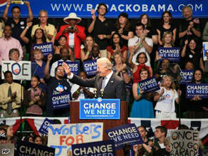 Democratic vice presidential candidate Sen. Joe Biden, campaigns at the University of South Florida in Tampa, Florida, Wednesday.