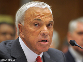 Angelo Mozilo testifying at the government hearing on 'CEO Pay and the Mortgage Crisis' on March 7, 2008.