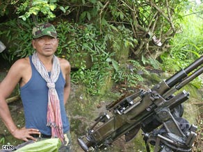 A Cambodian machinegunner stationed in the disputed border zone.