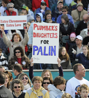 Supporters at Sarah Palin's 'Road to Victory Rally' in Lancaster, Pennsylvania on Saturday.
