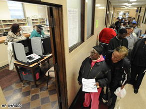 Early voters wait in long lines in Gary, Indiana.