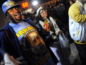 Voters in Harlem at an election results party.