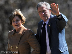 President Bush and first lady Laura Bush will welcome the Obamas to the White House on Monday.