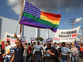 Prop 8 protesters on the streets of Los Angeles