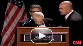 Attorney General Michael Mukasey, 67, collapses while giving a speech at the Federalist Society dinner in Washington.