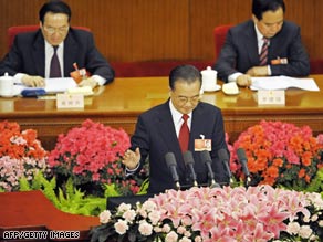 Chinese Premier Wen Jiabao delivers his work report at the National People's Congress.