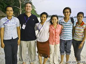 Jon Ven Johnson (second from left) with the DDD finance team in Laos.