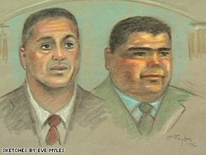 An artist&#39;s sketch shows Ignacio Ramos, left, and Jose Compean. - art.ramos.campion.cnn