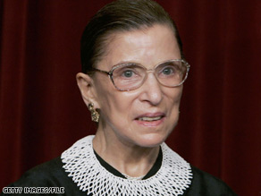 Justice Ruth Bader Ginsburg, 75, entered the courtroom Monday smiling broadly.