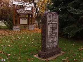 Summum,a religious group,  wanted to place its own monument next to this Ten Commandments monument.