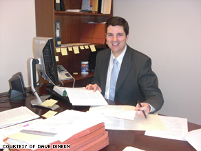 Attorney Dave Dineen at his new job at Greater Boston Legal Services.