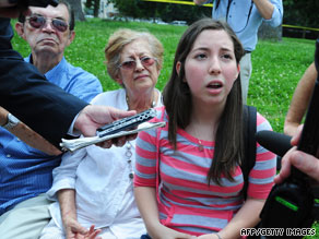 Maria Hernandez, with grandparents Freddy and Lucia Hernandez, describes Wednesday's terror.