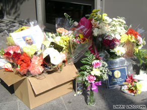 A makeshift memorial sits outside the Holocaust museum in Washington on Friday.