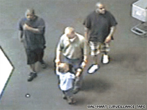 Police are trying to identify the two men seen here with murder suspect Leonard Patrick Gonzalez Jr., middle.
