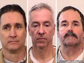 Lance Battreal, left, Mark Booher and Charles Smith escaped from an Indiana prison on Sunday.